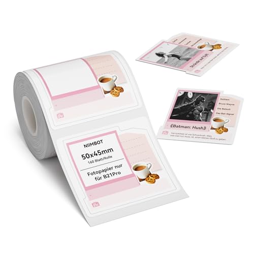 NIIMBOT Etiketten, Fotopapier nur für B21Pro Etikettendrucker, 50 x 45mm 160 Etiketten pro Rolle Thermopapier Aufkleber Etikettenband für Fotos, Notizen, Memos und DIY, Love NIIMBOT Etiketten, Fotopapier nur für B21Pro Etikettendrucker, 50 x 45mm 160 Etiketten pro Rolle Thermopapier Aufkleber Etikettenband für Fotos, Notizen, Memos und DIY, Love von NIIMBOT