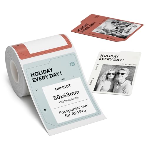 NIIMBOT Etiketten, Fotopapier nur für B21Pro Etikettendrucker, 50 x 63mm 120 Etiketten pro Rolle Thermopapier Aufkleber Etikettenband Etikettenrolle für Fotos, Notizen, Memos und DIY, Sunlit Flight NIIMBOT Etiketten, Fotopapier nur für B21Pro Etikettendrucker, 50 x 63mm 120 Etiketten pro Rolle Thermopapier Aufkleber Etikettenband Etikettenrolle für Fotos, Notizen, Memos und DIY, Sunlit Flight von NIIMBOT