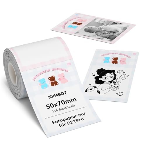 NIIMBOT Etiketten, Fotopapier nur für B21Pro Etikettendrucker, 50 x 70mm 115 Etiketten pro Rolle Thermopapier Aufkleber Etikettenband für Fotos, Notizen, Memos und DIY, Bear NIIMBOT Etiketten, Fotopapier nur für B21Pro Etikettendrucker, 50 x 70mm 115 Etiketten pro Rolle Thermopapier Aufkleber Etikettenband für Fotos, Notizen, Memos und DIY, Bear von NIIMBOT