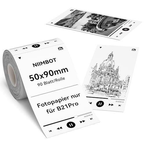 NIIMBOT Etiketten, Fotopapier nur für B21Pro Etikettendrucker, 50 x 90mm 90 Etiketten pro Rolle Thermopapier Aufkleber Etikettenband für Fotos, Notizen, Memos und DIY, Echoes NIIMBOT Etiketten, Fotopapier nur für B21Pro Etikettendrucker, 50 x 90mm 90 Etiketten pro Rolle Thermopapier Aufkleber Etikettenband für Fotos, Notizen, Memos und DIY, Echoes von NIIMBOT
