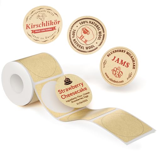 NIIMBOT Etiketten, Rot und Schwarz Bedruckte Etiketten nur für B21Pro Etikettendrucker, 34x34mm 205 Blatt Thermopapier Aufkleber Etikettenband für Supermärkte, Geschäfte, Büros, Scrapbooking, Weiß von NIIMBOT