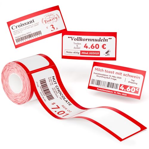 NIIMBOT Etiketten, Rot und Schwarz Bedruckte Etiketten nur für B21Pro Etikettendrucker, 50 x 90mm 90 Blatt Thermopapier Aufkleber Etikettenband für Supermärkte, Büros, Scrapbooking, Roter Rand NIIMBOT Etiketten, Rot und Schwarz Bedruckte Etiketten nur für B21Pro Etikettendrucker, 50 x 90mm 90 Blatt Thermopapier Aufkleber Etikettenband für Supermärkte, Büros, Scrapbooking, Roter Rand von NIIMBOT
