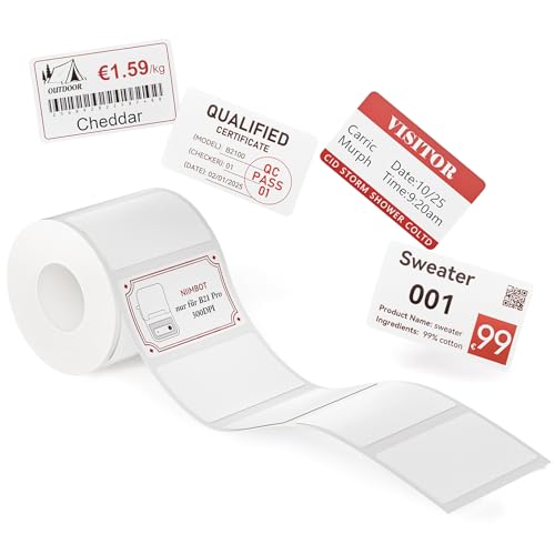 NIIMBOT Etiketten, Rot und Schwarz Bedruckte Etiketten nur für B21Pro Etikettendrucker, Thermopapier Aufkleber Etikettenband für Supermärkte, Geschäfte, Büros, Scrapbooking, 50 x 30mm 230 Blatt, Weiß von NIIMBOT