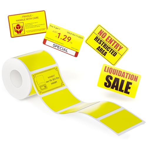 NIIMBOT Etiketten, Rot und Schwarz Bedruckte Etiketten nur für B21Pro Etikettendrucker, Thermopapier Aufkleber Etikettenband für Supermärkte, Geschäfte, Büros, Scrapbooking, 50 x 30mm 230 Blatt, Gelb von NIIMBOT