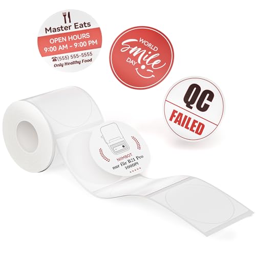 NIIMBOT Etiketten, Rot und Schwarz Bedruckte Etiketten nur für B21Pro Etikettendrucker, Thermopapier Aufkleber Etikettenband für Supermärkte, Geschäfte, Büros, Scrapbooking, 51x51mm 145 Blatt, Weiß von NIIMBOT