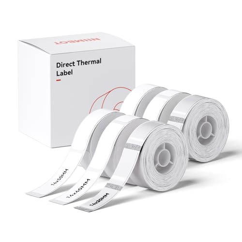 NIIMBOT Etiketten Selbstklebend, 15 x 30mm(2 Rollen), 12 x 75mm (2 Rollen), 14 x 40mm (2 Rollen) Thermo Etikettenband, Kompatibel mit D110 D11 D101 Etikettendrucker, 6 Rollen von NIIMBOT
