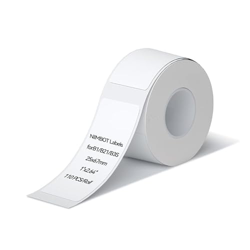 NIIMBOT Etiketten Selbstklebend, 25 x 67mm Etikettierpapier Kompatibel mit B1 B21 B3S Etikettendrucker, Schwarzer Druck auf Weißem Etikettierpapier, 110 Etiketten/Pro Rolle (Weiß) von NIIMBOT