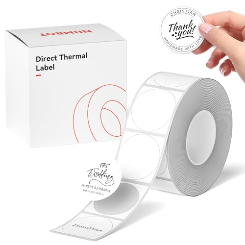 NIIMBOT Etiketten Selbstklebend Kompatible mit NIIMBOT B1/B21/B3S Thermo Etikettendrucker,Thermo Papier für Schule, Zuhause, Büro, Kleine Unternehmen (Weiß-Runden-21 x 21mm) von NIIMBOT