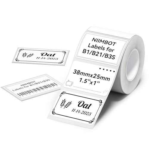 NIIMBOT Etiketten für B1, B21, B3S, Thermodrucker-Etiketten, 38 x 25 mm, Etikettenband für Glasetiketten, Adress-Etiketten, Aktenordner-Etiketten von NIIMBOT