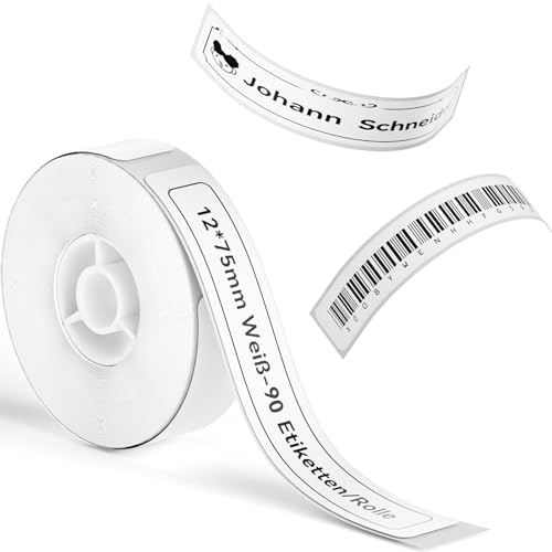 NIIMBOT Etiketten für D110 D11 D101 Etikettendrucker, Selbstklebender Etikettenband 12 x 75mm 90 Etiketten pro Rolle, 1 Rolle Thermo-Etikettenband für Zuhause, Büro, Schule, Weiß NIIMBOT Etiketten für D110 D11 D101 Etikettendrucker, Selbstklebender Etikettenband 12 x 75mm 90 Etiketten pro Rolle, 1 Rolle Thermo-Etikettenband für Zuhause, Büro, Schule, Weiß von NIIMBOT