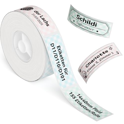 NIIMBOT Etiketten für D110 D11 D101 Etikettendrucker, Selbstklebender Etikettenband 14 x 40mm 155 Etiketten pro Rolle, 1 Rolle Thermo-Etikettenband für Zuhause, Büro, Schule, Plaid NIIMBOT Etiketten für D110 D11 D101 Etikettendrucker, Selbstklebender Etikettenband 14 x 40mm 155 Etiketten pro Rolle, 1 Rolle Thermo-Etikettenband für Zuhause, Büro, Schule, Plaid von NIIMBOT