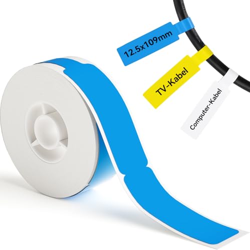 NIIMBOT Kabel Etiketten für D110 D11 D101 Etikettendrucker, 12.5x 109mm 65 Etiketten/Rolle, 1 Rolle Selbstklebender Etikettenband Thermo-Etikettenband für Zuhause, Büro, Schule, Blau NIIMBOT Kabel Etiketten für D110 D11 D101 Etikettendrucker, 12.5x 109mm 65 Etiketten/Rolle, 1 Rolle Selbstklebender Etikettenband Thermo-Etikettenband für Zuhause, Büro, Schule, Blau von NIIMBOT