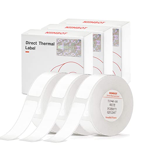 NIIMBOT Label Tape of Model D11/D110/D101 Printer, (3 Rolls, 0.47"×1.57"/12×40mm) Adapted Label Printing Paper, Office & Home Labeling Tape Replacement (White) von NIIMBOT