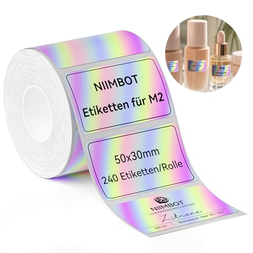 NIIMBOT M2 Thermotransfer Etiketten 50x30 mm, Selbstklebendes Etikettenband nur für M2 Etikettendrucker, 240 Etiketten/Rolle, Silber NIIMBOT M2 Thermotransfer Etiketten 50x30 mm, Selbstklebendes Etikettenband nur für M2 Etikettendrucker, 240 Etiketten/Rolle, Silber von NIIMBOT