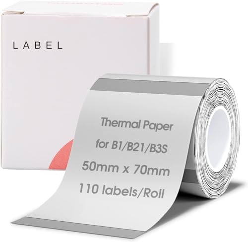 NIIMBOT Thermo Etiketten Selbstklebend, B1/B21/B3S Etikettenband Papier für Schule, Zuhause, Büro, Kleine Unternehmen (Klar-Rechteck-50 x 70mm) von NIIMBOT