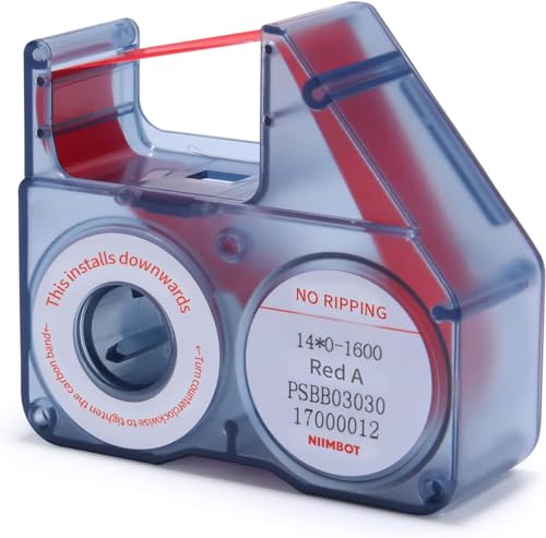 NIIMBOT Thermofarbband kompatibel mit B18 Etikettendrucker, Ersatz-Nachfüllband Farbdruck Folienband für Etiketten Thermotransferdruck, 16 Meter (Rot) von NIIMBOT