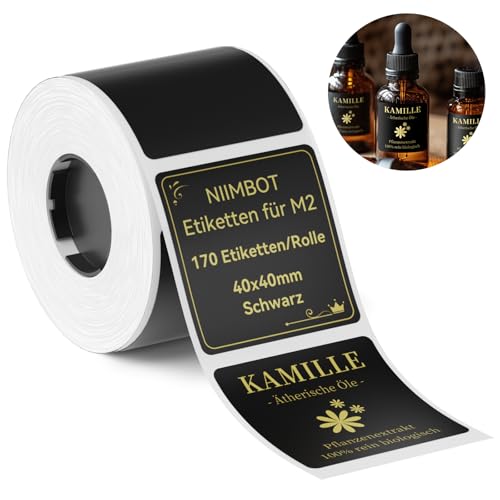 NIIMBOT Thermotransfer-Etiketten, 40x40mm Selbstklebendes Etikettenband nur für M2 Etikettendrucker, Wasserdicht, Hohe und niedrige Temperaturbeständigkeit Etiketten für Büros, Außenanlagen, Schwarz NIIMBOT Thermotransfer-Etiketten, 40x40mm Selbstklebendes Etikettenband nur für M2 Etikettendrucker, Wasserdicht, Hohe und niedrige Temperaturbeständigkeit Etiketten für Büros, Außenanlagen, Schwarz von NIIMBOT