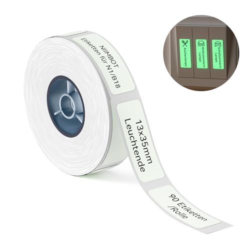NIIMBOT Thermotransfer Etiketten, Selbstklebender Etikettenband nur für B18 N1 Etikettendrucker, 13 x 35mm 90 Etiketten pro Rolle, Luminous NIIMBOT Thermotransfer Etiketten, Selbstklebender Etikettenband nur für B18 N1 Etikettendrucker, 13 x 35mm 90 Etiketten pro Rolle, Luminous von NIIMBOT