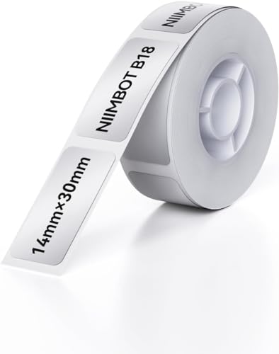 NIIMBOT Thermotransfer Etiketten Selbstklebende Rolle nur für B18 Etikettendrucker, PET Aufkleber Beschriftungsetiketten Etikettenband Wasserdicht Haltbares Schriftband,14 x 30 mm - 210pcs, Silber von NIIMBOT