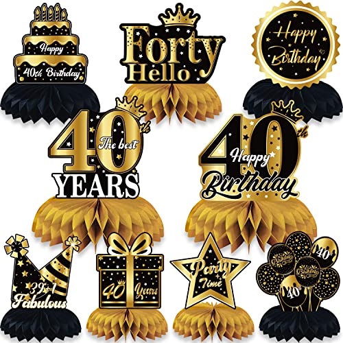 9 Stück 40. Geburtstag Dekoration, 40. Bienenwabe Mittelstück für Tischdekorationen 40 Jahre Party Deko für Männer Frauen Vierzig Jahre Geburtstag Party Zubehör 9 Stück 40. Geburtstag Dekoration, 40. Bienenwabe Mittelstück für Tischdekorationen 40 Jahre Party Deko für Männer Frauen Vierzig Jahre Geburtstag Party Zubehör von NINEFO