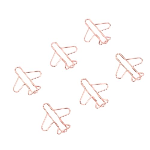 100 Stück Draht Niedliche Flugzeug Büroklammern, Leicht und Tragbar für die Sortierung von Dokumenten, Mehrzweck Flugzeug Büroklammern für Dokumente, Notizbücher, Sammelalben (Roségold) von NINESHE