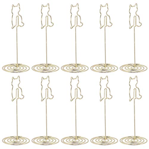 10Pcs Iron Draht Cat Fotobisch Clip, Reparieren von Visitenkarten und Fotos, Elektroplieren Desktop Nachrichtenclip für Clipfotos, Notizen, Papiere, Visitenkartenhalter von NINESHE