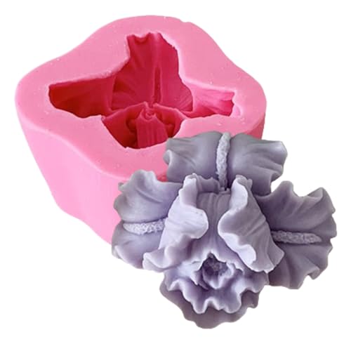 3D-Blumen-Silikon-Kerzenformen, Lotus/Rose/Iris/Kamelie, Blume, Seife, Gips, Harz, Gießform, Fondant, Schokolade, Kuchen, Backwerkzeuge (Iris) von NINEXY