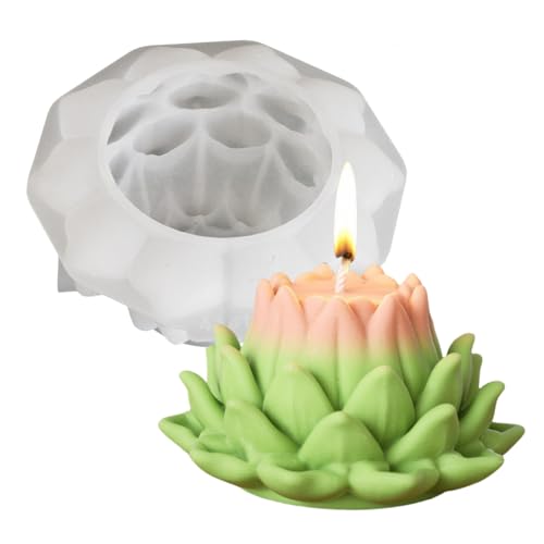 3D-Blumen-Silikon-Kerzenformen, Lotus/Rose/Iris/Kamelie, Blume, Seife, Gips, Harz, Gießform, Fondant, Schokolade, Kuchen, Backwerkzeuge (Lotus B) von NINEXY