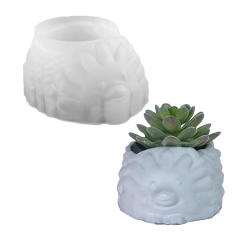 3D-Tier-Blumentopf-Vase, Silikonform für Harz, Gips, Beton, Zement, Ton, Sukkulenten, Pflanzgefäß, Epoxidharz, Set für DIY-Kerzen, Stifthalter, Sukkulentententopf (Igel) von NINEXY