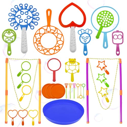 NINGESHOP 31 Stück Seifenblasen Set für Kinder,Riesen Seifenblasen Blase Zauberstab, Perfekt für Kindergeburtstag,Partys,Hochzeit von NINGESHOP
