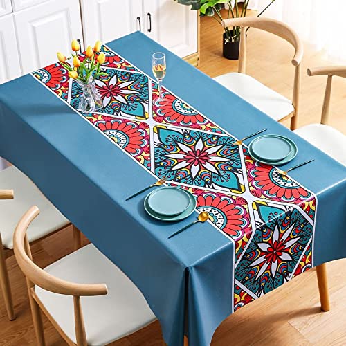 NINGHOME Gartentischdecke,140x180cm,Waschbare PVC-Tischdecke, wasserdicht, Linoleum, pflegeleicht, verschleißfest von NINGHOME