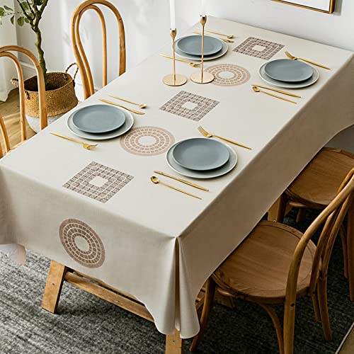NINGHOME Küche Esstisch Kunststoff,140x140cm,Wachstuch mit Chic Stil - Abwischbare PVC Wachstuchtischdecke Wasserabweisend Rechteckige - Strapazierfähiges Tischdecke von NINGHOME