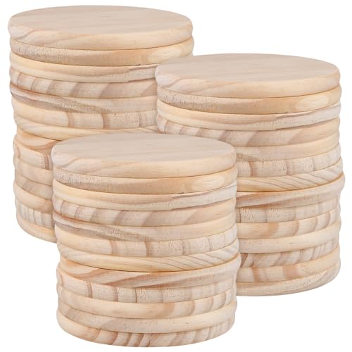 NINGWAAN 40 Stück unlackierte Holz-Untersetzer, 10,2 cm, rund, blanko, Holzuntersetzer für Bastelarbeiten und DIY-Projekte von NINGWAAN