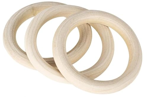 NINGWAAN Natürliche Holzringe, 10,2 cm, 30 Stück, unlackierte Holzkreise zum Basteln, Makramee, Wandbehänge von NINGWAAN
