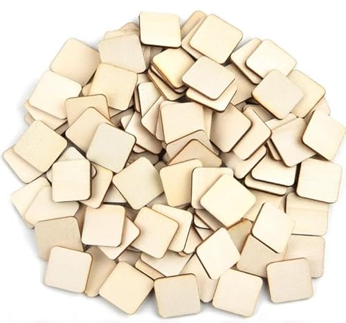NINGWAAN Quadratische Holzfliesen, 1 Zoll, 1000 Stück, unlackiertes Holz für DIY Handwerk von NINGWAAN