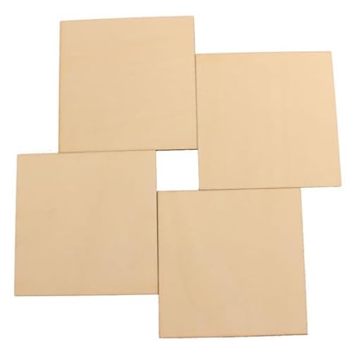 NINGWAAN Sperrholzplatte, 15,2 x 15,2 cm, 0,3 cm dick, 60 Stück, Holzplatte zum Basteln von NINGWAAN