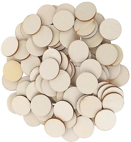 NINGWAAN Unlackierte Holzkreise, 2,5 cm runde Scheiben, 1000 Stück für Handwerk, Hochzeit, Partydekorationen von NINGWAAN