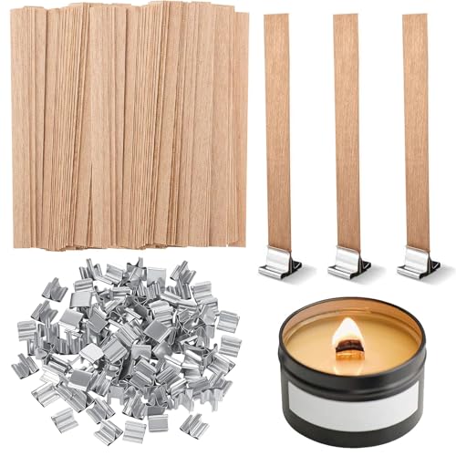 NINGYER 100 Stück Kerzendocht Holz mit 100 Eisenständer, 13 x 130mm Holzdocht Docht Holz, Holzdochte für Kerzen für Kerzenherstellung und DIY Handwerk NINGYER 100 Stück Kerzendocht Holz mit 100 Eisenständer, 13 x 130mm Holzdocht Docht Holz, Holzdochte für Kerzen für Kerzenherstellung und DIY Handwerk von NINGYER