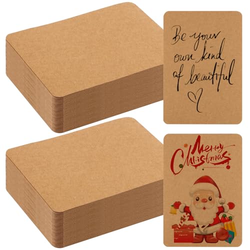 NINGYER 200 Stück Kraftpapier A6, 14,8 x 10,5 cm Leer Kraftpapier, Kraftpapier Karten für DIY Bastelprojekte/Selbstgestaltung/Grußkarten/Einladungen (Braun) von NINGYER