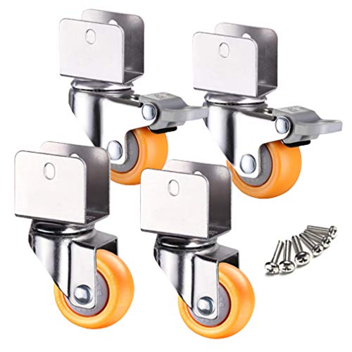 4er-Pack 1,5 Zoll Lenkrollen mit U-Klemme – Robuste Möbelrollen aus Nylon for Kinderbetten, Tragkraft 60 kg, inklusive Schrauben(2swivel+2brake,18mm/0.7in) von NINHFTDROU