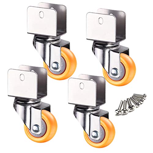 4er-Pack 1,5 Zoll Lenkrollen mit U-Klemme – Robuste Möbelrollen aus Nylon for Kinderbetten, Tragkraft 60 kg, inklusive Schrauben(4swivel,22mm/0.87in) von NINHFTDROU