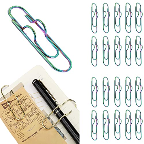 NIOIPXA Stift-Clip, Metall-Stift-Clips, Büroklammern, Stifthalter, Büroklammer-Halter für Notizbuch, Bücher, Tagebuch, Klemmbrett, Bilder (bunt, 20 Stück) von NIOIPXA