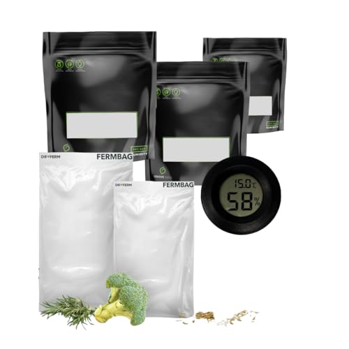 DryFerm Fermentations- & Lagerungsset – 3x Dryferm Bags + 3x100g Terploc® Grove Bags + 1 Hygrometer (30cmx50cm) von NIPORO