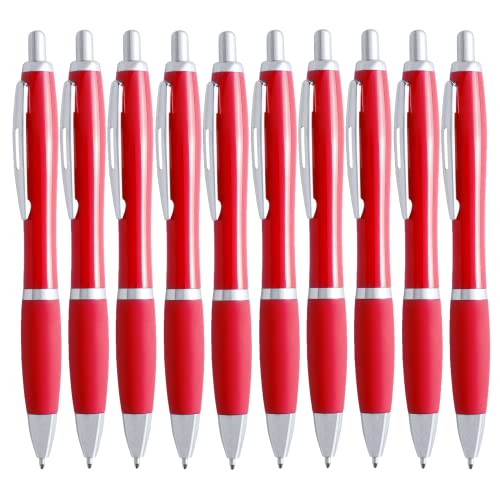 NIPORO 50 Kugelschreiber Schwarz ergonomisch mit rutschfester Griffzone und Großraum Mine in Blau (Rot) von NIPORO