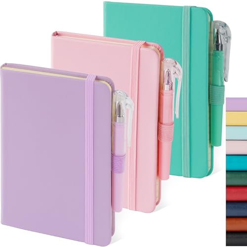 NIRMIRO Kleines Notizbuch, Tagebuch mit Stift, A6, Mini-Notizblock, Tagebuch, Notizbuch für Damen/Herren, niedliches Notizbuch, Notizblöcke, 9,4 x 14,5 cm, Leder, Rosa, Lila, Grün, 3 Stück NIRMIRO Kleines Notizbuch, Tagebuch mit Stift, A6, Mini-Notizblock, Tagebuch, Notizbuch für Damen/Herren, niedliches Notizbuch, Notizblöcke, 9,4 x 14,5 cm, Leder, Rosa, Lila, Grün, 3 Stück von NIRMIRO