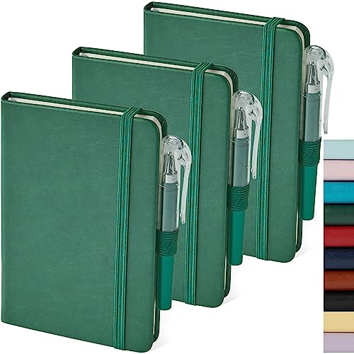 NIRMIRO Mini Notizbuch A6 mit Stift, 3 Stück Notizblock Klein 9,4 x 14,5 cm Hardcover Taschen Notizbücher mit Stifthalter, Gummiband, dickes Papier, grünes Leder Notizbuch NIRMIRO Mini Notizbuch A6 mit Stift, 3 Stück Notizblock Klein 9,4 x 14,5 cm Hardcover Taschen Notizbücher mit Stifthalter, Gummiband, dickes Papier, grünes Leder Notizbuch von NIRMIRO