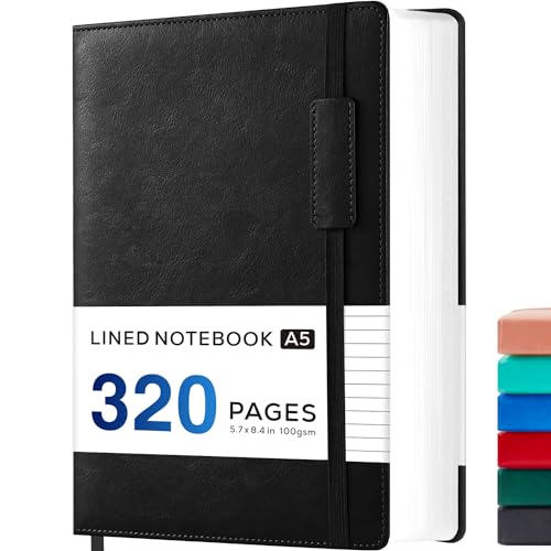 NIRMIRO Notizbuch A5 Liniert, Hardcover Bullet Journal Tagebuch aus Leder für Erwachsene Frauen Männer Arbeit Büro Schule, 320-seitiger Dickem Papier Notizblock, 14 x 21 cm, Schwarz NIRMIRO Notizbuch A5 Liniert, Hardcover Bullet Journal Tagebuch aus Leder für Erwachsene Frauen Männer Arbeit Büro Schule, 320-seitiger Dickem Papier Notizblock, 14 x 21 cm, Schwarz von NIRMIRO