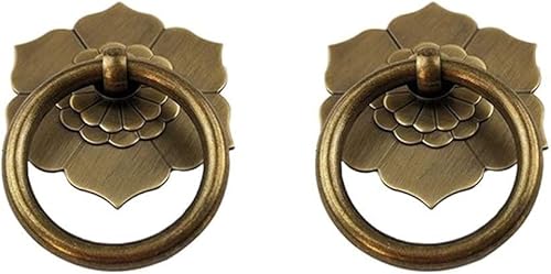 NIRNHYRUR Antike Ringgriffe Ringgriffe, 2 Stück Antik-Messing-Ringgriffe for Küchenschränke, Kleiderschränke, Schubladen, Vintage-Möbelbeschläge, Retro-Stil(Antique Bronze) von NIRNHYRUR