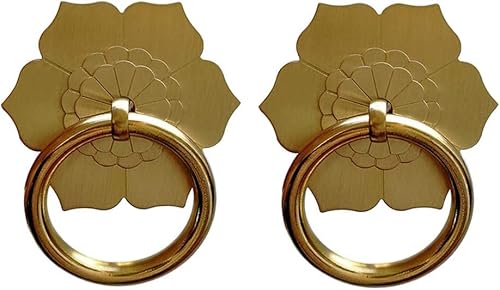 NIRNHYRUR Antike Ringgriffe Ringgriffe, 2 Stück Antik-Messing-Ringgriffe for Küchenschränke, Kleiderschränke, Schubladen, Vintage-Möbelbeschläge, Retro-Stil(Gold) von NIRNHYRUR
