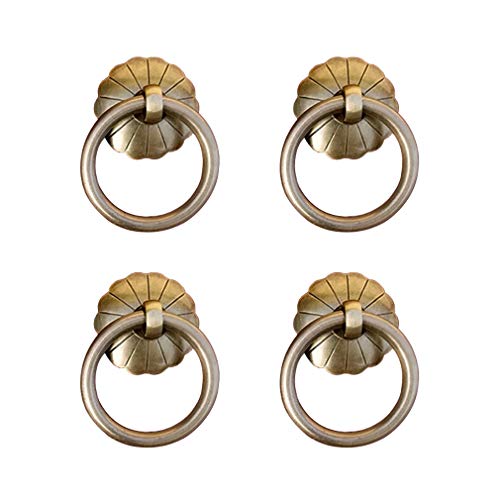 NIRNHYRUR Antike Ringgriffe Ringgriffe, 4 Stück, antike Messing-Ringgriffe, Griff for Küchenschränke, Kleiderschrank, Schublade, Vintage-Möbelbeschläge, Vintage-Stil(Bronze) von NIRNHYRUR